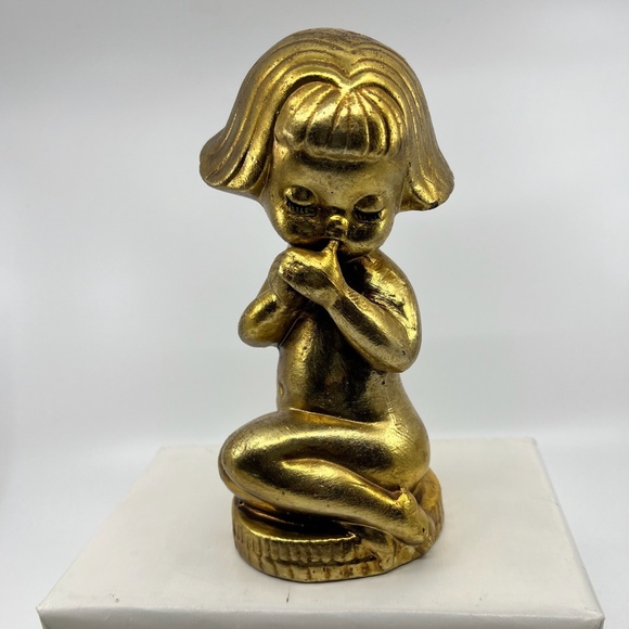 Other - Rare Vintage Gold Finish Little Girl Figurine Piggy Bank